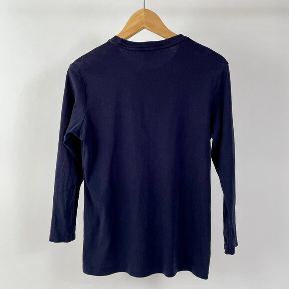Women's Ralph Lauren Sport Long Sleeve Cotton Tee Shirt, Navy Blue, Size L - Picture 4 of 5